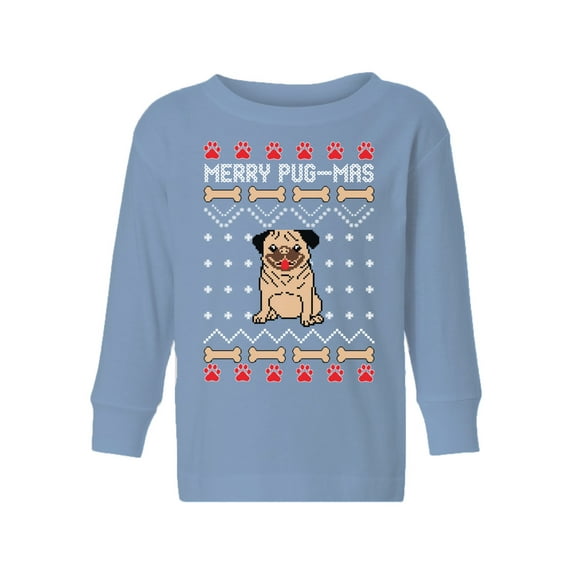 Awkward Styles Christmas Long Sleeve Shirt for Boys Girls Toddler Merry Pugmas Dog Pattern Shirt