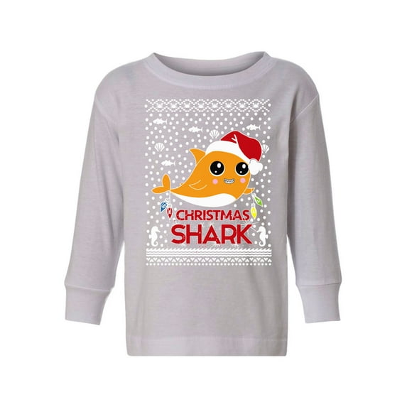 Awkward Styles Christmas Long Sleeve Shirt for Boys Girls Toddler Orange Xmas Shark Shirt