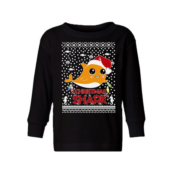 Awkward Styles Christmas Long Sleeve Shirt for Boys Girls Toddler Orange Xmas Shark Shirt