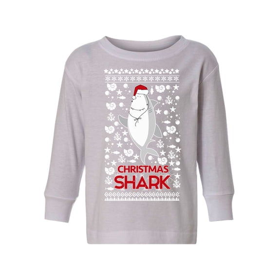 Awkward Styles Christmas Long Sleeve Shirt for Boys Girls Toddler Shark Xmas Pattern Shirt