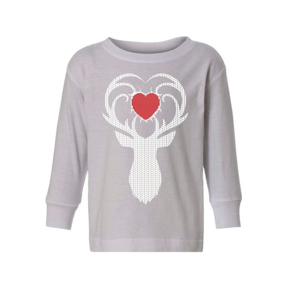 Awkward Styles Christmas Long Sleeve Shirt for Boys Girls Toddler White Deer Xmas Heart Shirt