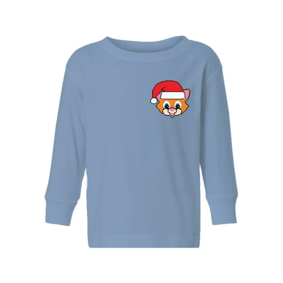 Awkward Styles Christmas Long Sleeve Shirt for Boys Girls Toddler Xmas Santa Cat Shirt Pocket Print