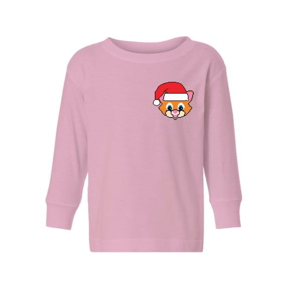 Awkward Styles Christmas Long Sleeve Shirt for Boys Girls Toddler Xmas Santa Cat Shirt Pocket Print