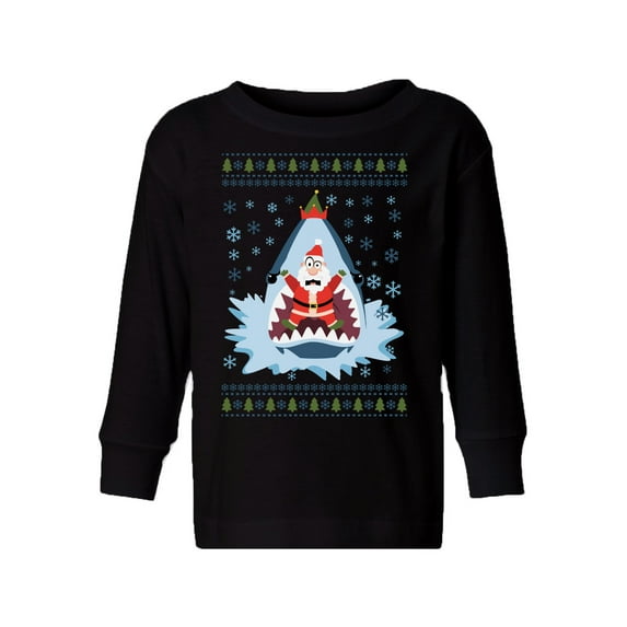 Awkward Styles Christmas Long Sleeve Shirt for Boys Girls Toddler Xmas Santa in Shark Shirt