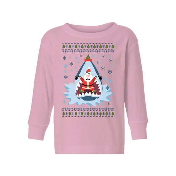Awkward Styles Christmas Long Sleeve Shirt for Boys Girls Toddler Xmas Santa in Shark Shirt