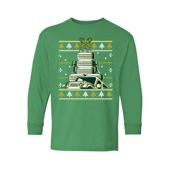 Awkward Styles Christmas Long Sleeve Shirt for Kids Youth Boys Girls Auto Xmas Tree Shirt