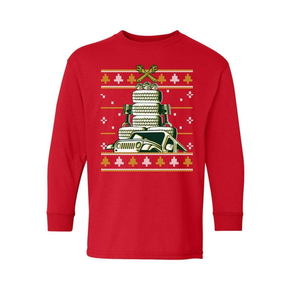 Awkward Styles Christmas Long Sleeve Shirt for Kids Youth Boys Girls Auto Xmas Tree Shirt