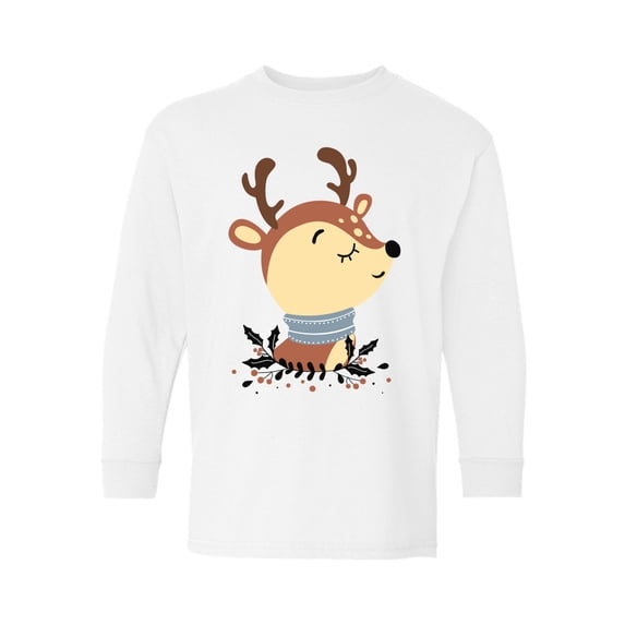 Awkward Styles Christmas Long Sleeve Shirt for Kids Youth Boys Girls Cute Little Deer Xmas Shirt