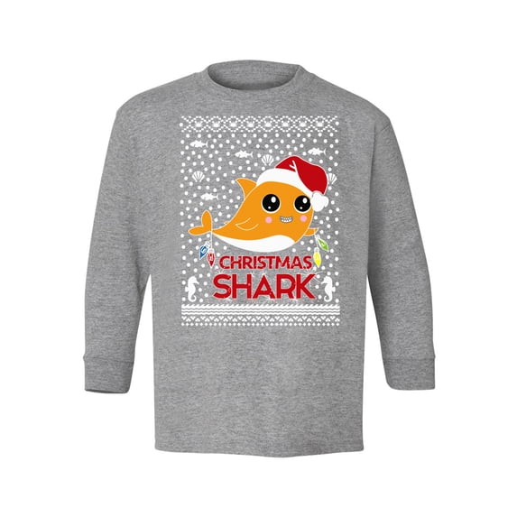 Awkward Styles Christmas Long Sleeve Shirt for Kids Youth Boys Girls Orange Xmas Shark Shirt