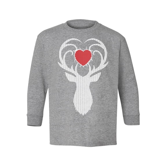 Awkward Styles Christmas Long Sleeve Shirt for Kids Youth Boys Girls White Deer Xmas Heart Shirt