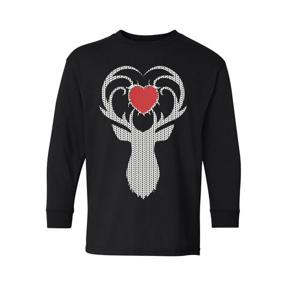 Awkward Styles Christmas Long Sleeve Shirt for Kids Youth Boys Girls White Deer Xmas Heart Shirt