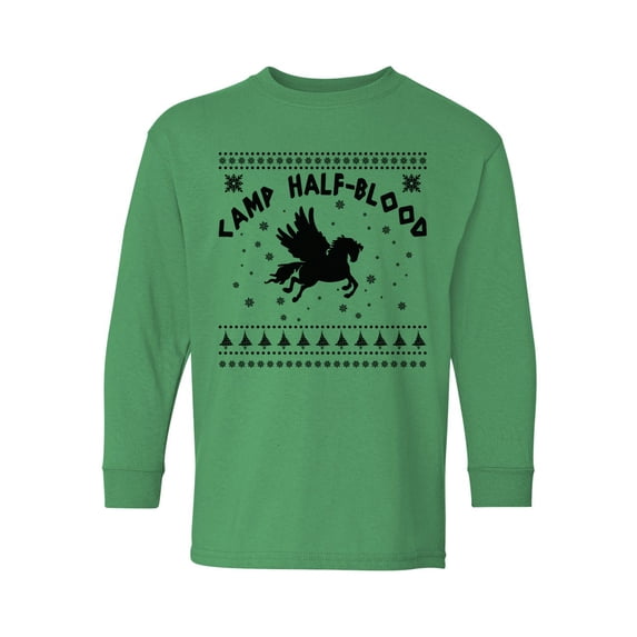 Awkward Styles Christmas Long Sleeve Shirt for Kids Youth Boys Girls Xmas Camp Half Blood Shirt