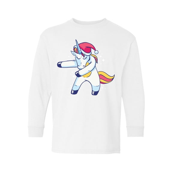Awkward Styles Christmas Long Sleeve Shirt for Kids Youth Boys Girls Xmas Dancing Unicorn Shirt