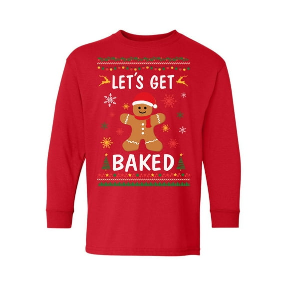 Awkward Styles Christmas Long Sleeve Shirt for Kids Youth Boys Girls Xmas Gingerbread Man Shirt