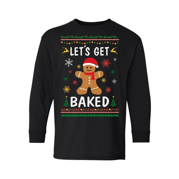 Awkward Styles Christmas Long Sleeve Shirt for Kids Youth Boys Girls Xmas Gingerbread Man Shirt