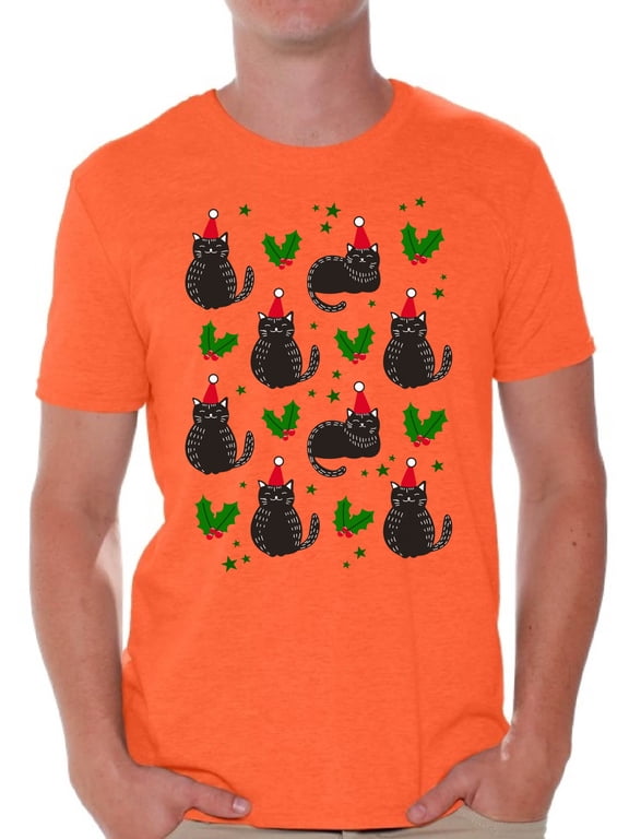 Christmas Shirts for Men Xmas Cat T-Shirt