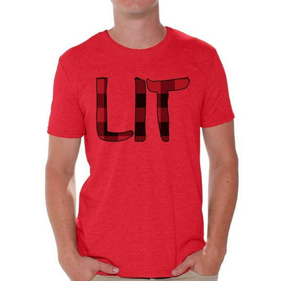 Awkward Styles Christmas Shirts for Men Xmas Lit Plaid T-Shirt
