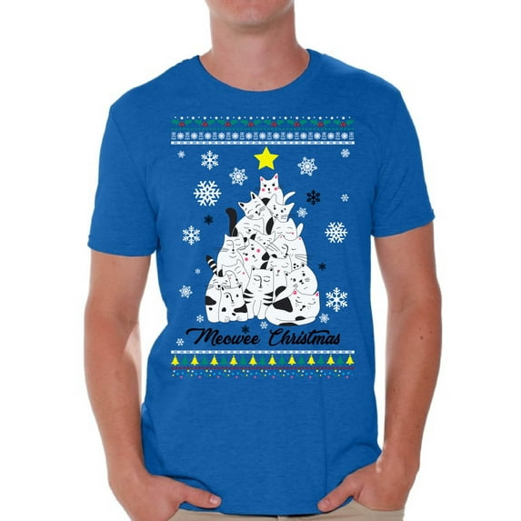 Awkward Styles Christmas Shirts for Men Xmas Meowee T-Shirt