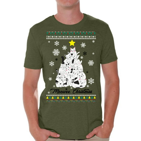 Awkward Styles Christmas Shirts for Men Xmas Meowee T-Shirt