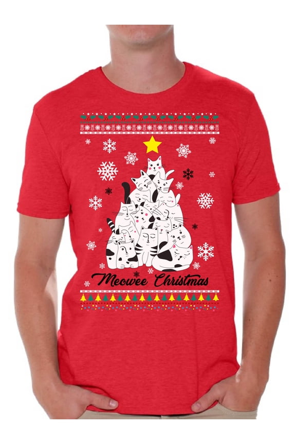 Christmas Shirts for Men Xmas Meowee T-Shirt