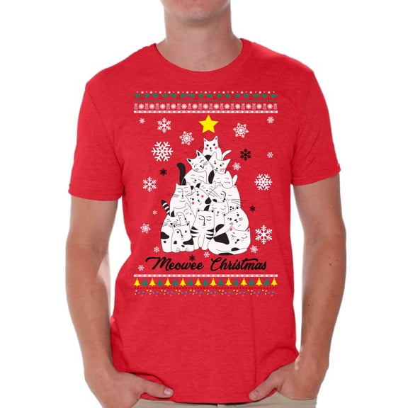 Awkward Styles Christmas Shirts for Men Xmas Meowee T-Shirt