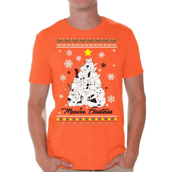 Awkward Styles Christmas Shirts for Men Xmas Meowee T-Shirt