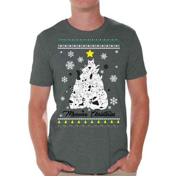 Awkward Styles Christmas Shirts for Men Xmas Meowee T-Shirt