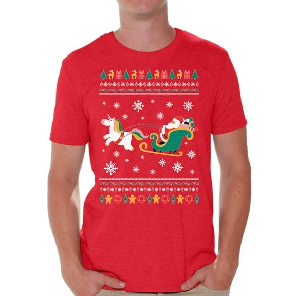 Awkward Styles Christmas Shirts for Men Xmas Santa Unicorn T-Shirt