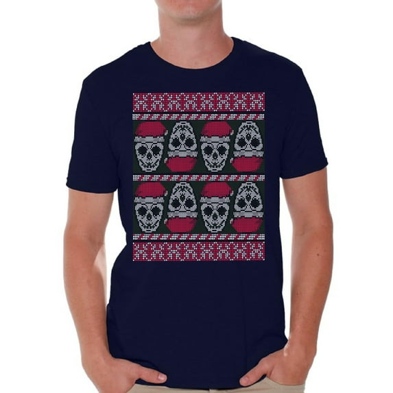Awkward Styles Christmas Shirts for Men Xmas Skulls in Santa's Hat T-Shirt