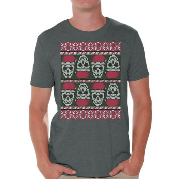 Awkward Styles Christmas Shirts for Men Xmas Skulls in Santa's Hat T-Shirt