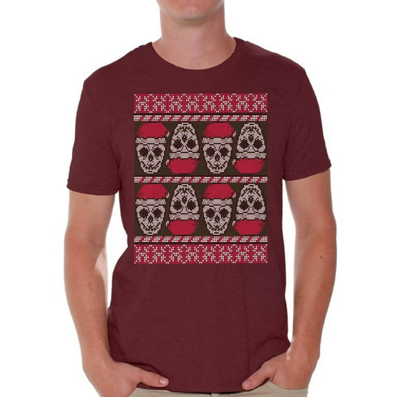 Awkward Styles Christmas Shirts for Men Xmas Skulls in Santa's Hat T-Shirt