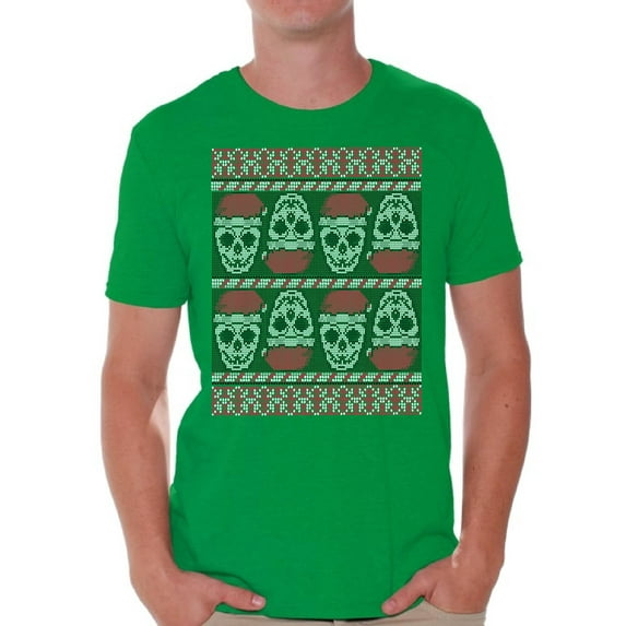Awkward Styles Christmas Shirts for Men Xmas Skulls in Santa's Hat T-Shirt