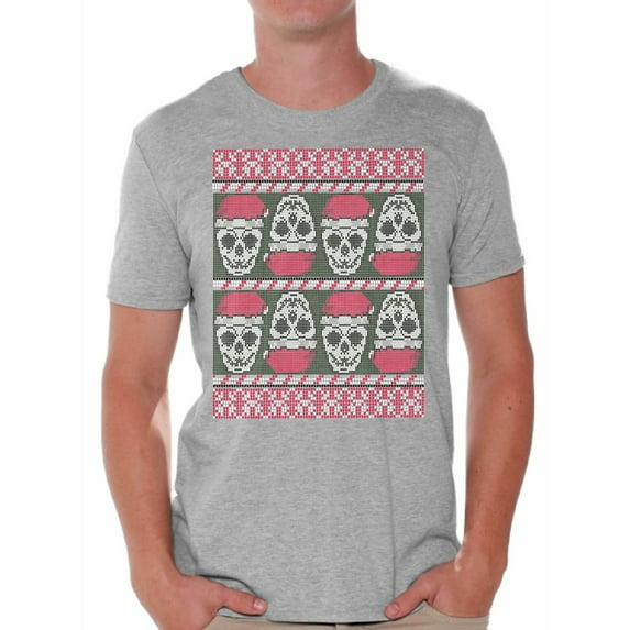 Awkward Styles Christmas Shirts for Men Xmas Skulls in Santa's Hat T-Shirt