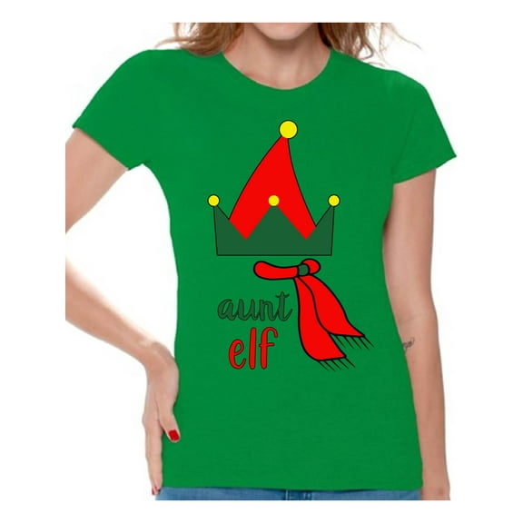 Awkward Styles Christmas Shirts for Women Xmas Elf Aunt T-Shirt