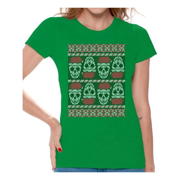 Awkward Styles Christmas Shirts for Women Xmas Skulls in Santa's Hat T-Shirt
