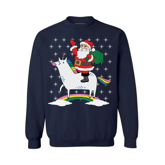 Awkward Styles Christmas Sweater Sweater Christmas Sweater Santa and Unicorn Sweatshirt for Xmas