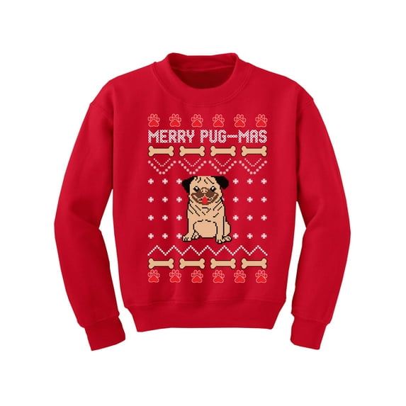 Awkward Styles Christmas Sweater for Boys Girls Kids Youth Merry Pugmas Dog Pattern Sweatshirt
