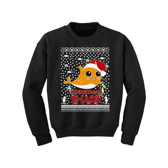 Awkward Styles Christmas Sweater for Boys Girls Kids Youth Orange Xmas Shark Sweatshirt