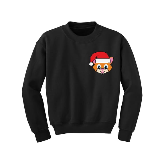Awkward Styles Christmas Sweater for Boys Girls Kids Youth Xmas Santa Cat Sweatshirt Pocket Print