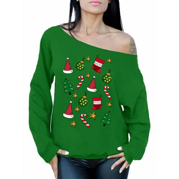 Awkward Styles Christmas Sweatshirt Off Shoulder Xmas Christmas Pattern Sweater