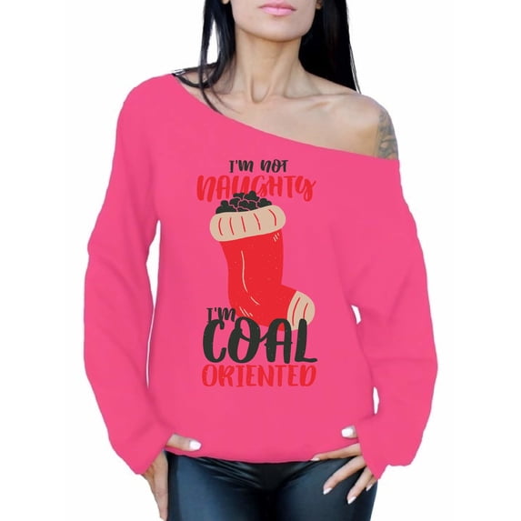 Awkward Styles Christmas Sweatshirt Off Shoulder Xmas Coal Sweater