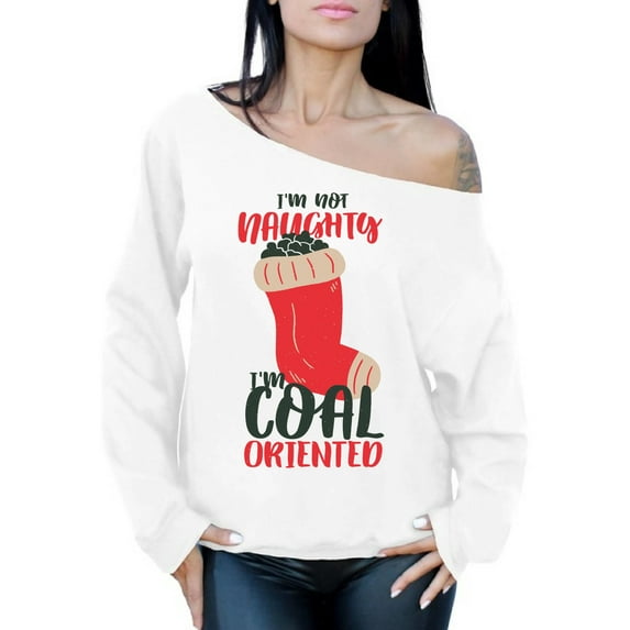Awkward Styles Christmas Sweatshirt Off Shoulder Xmas Coal Sweater