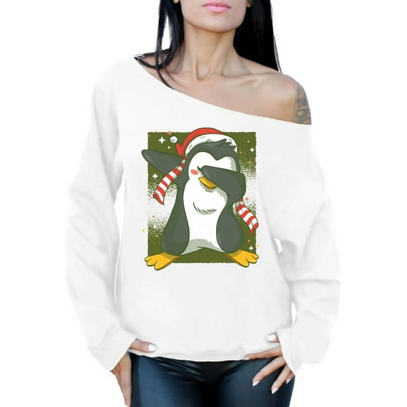 Awkward Styles Christmas Sweatshirt Off Shoulder Xmas Penguin Sweater