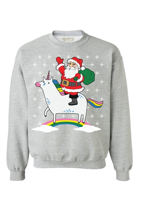 Christmas Sweater Sweater Christmas Sweater Santa and Unicorn Sweatshirt for Xmas