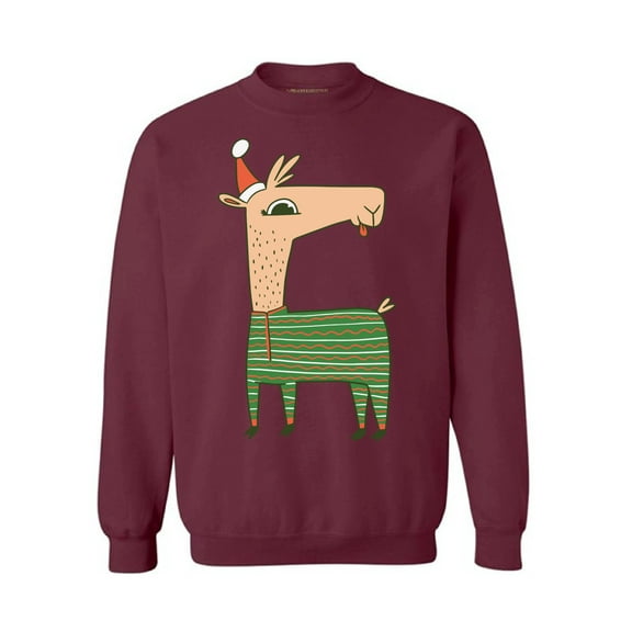 Awkward Styles Christmas Sweatshirt Xmas Llama in Santa's Hat Funny Pattern Sweater