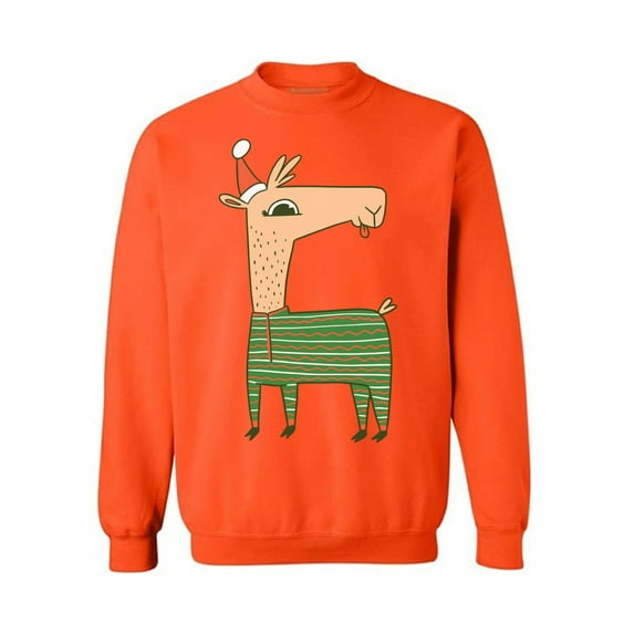 Awkward Styles Christmas Sweatshirt Xmas Llama in Santa's Hat Funny Pattern Sweater