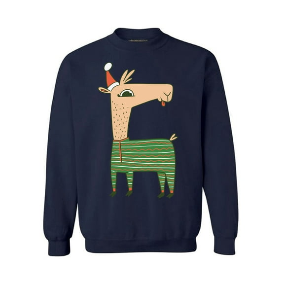 Awkward Styles Christmas Sweatshirt Xmas Llama in Santa's Hat Funny Pattern Sweater