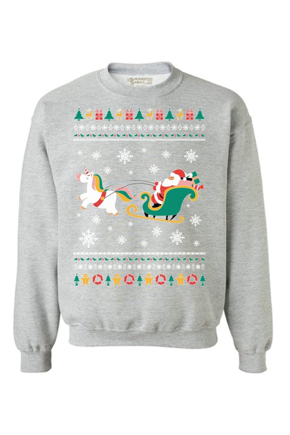 Christmas Sweatshirt Xmas Santa Unicorn Sweater
