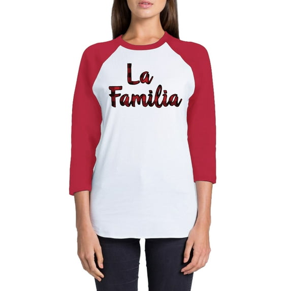 Awkward Styles Christmas T-Shirt Xmas La Familia Plaid Raglan Shirt Unisex