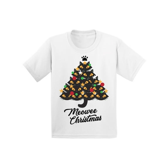 Awkward Styles Christmas T-Shirt for Baby Boys Girls Xmas Meowee Toddler Shirt Cat Tree